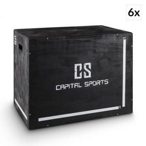 Capital Sports Shineater BK, černý, set plyoboxů, boxy na skákání, 3 výšky 20 &quot;, 24&quot;, 30 &quot;, dřevo