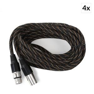 FrontStage XLR kabel, černo-zlatý, sada 4 kusů, 6 m, textilní plášť, samec-samice
