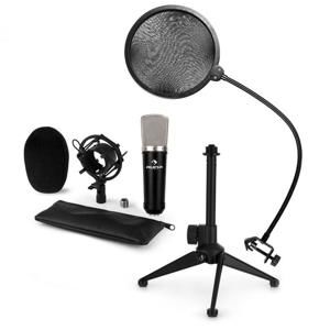 Auna CM003 mikrofonní sada V2 kondenzátorový mikrofon XLR, mikrofonní stojan, pop filtr