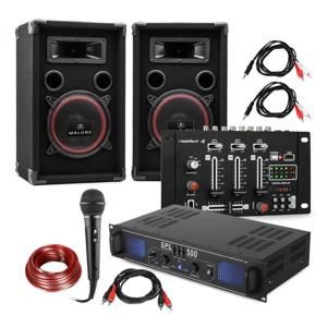 Electronic-Star DJ-14 USB, DJ PA Set, PA zesilovač, USB mixážní pult, 2 x reproduktor, karaoke mikrofon