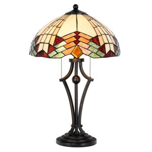 Clayre&Eef Stolní lampa 5961, vzhled Tiffany, pestré stínidlo